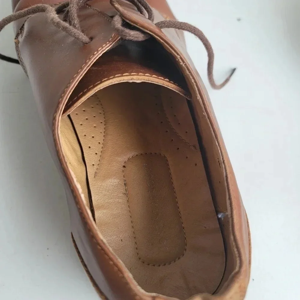 Joseph Abboud  Plain Toe Oxford Leather Shoes Mens 9.5 D Tan Brown 414705